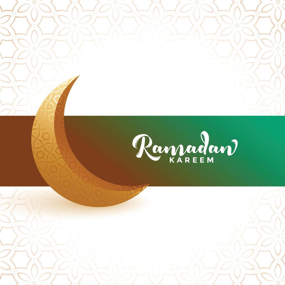 Ramadan kareem jeûne mois salutation avec croissant lune vecteur