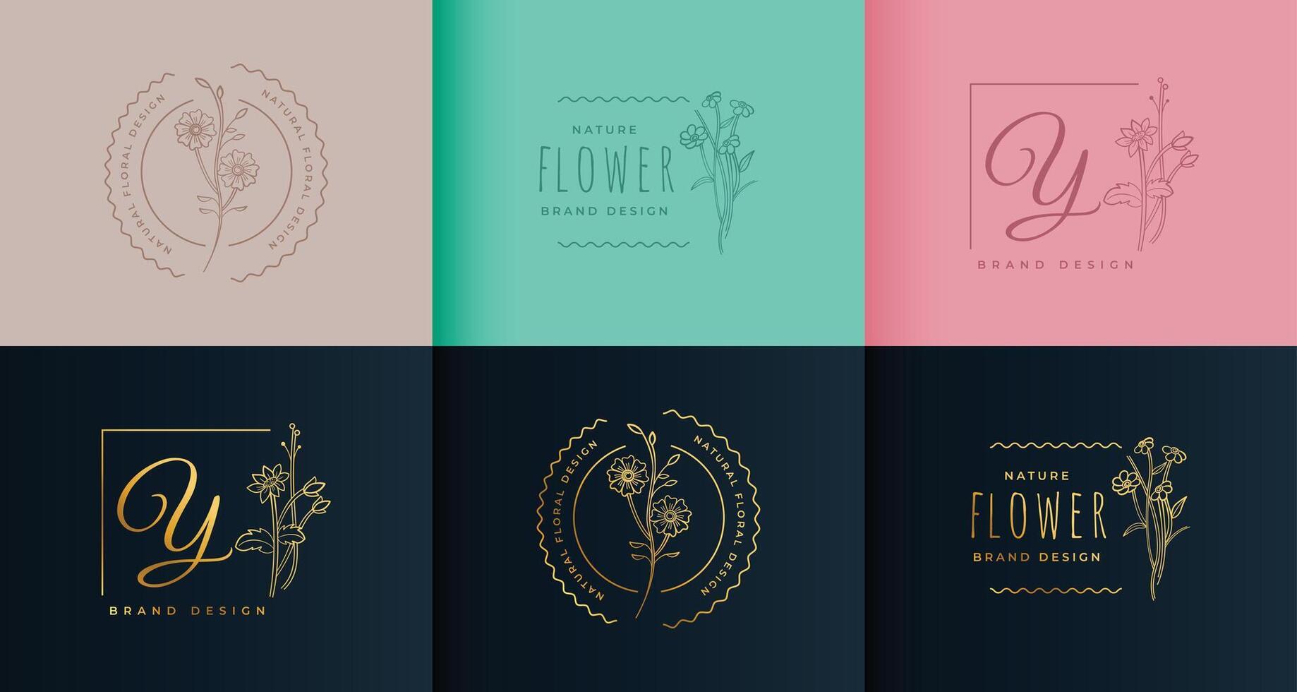 magnifique monogramme fleur logotype collection conception vecteur