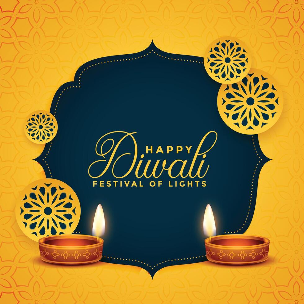 Indien style joyeux diwali vœux carte Contexte conception vecteur