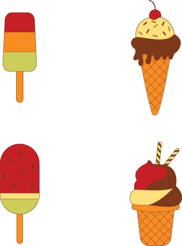 ensemble de différent la glace crème délicieux. coloré dessin animé conception. isolé sur blanc Contexte vecteur