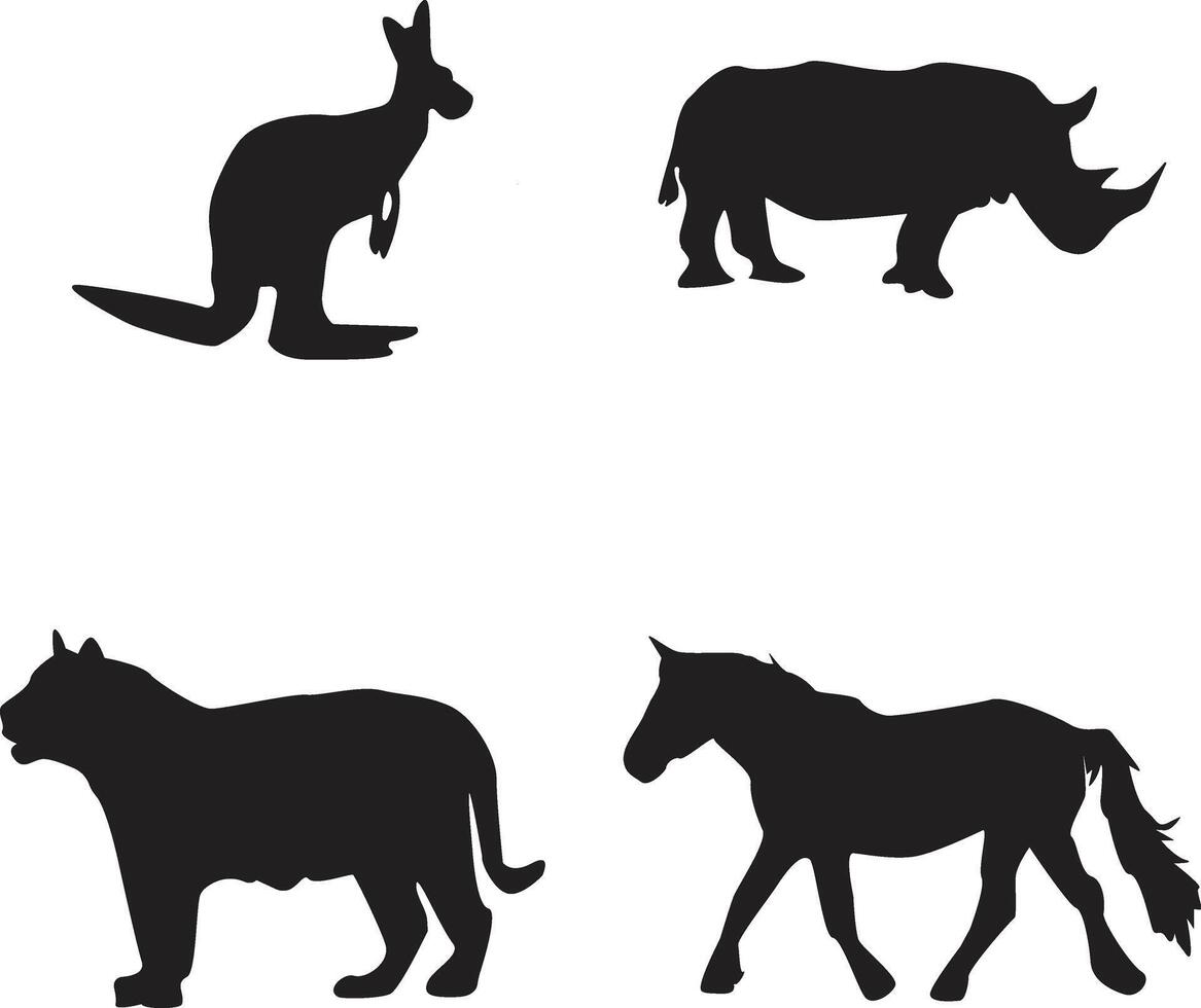 faune silhouette ensemble. dans divers animaux. vecteur illustration