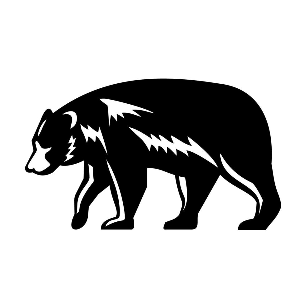 Ours noir américain marchant vue latérale rétro style gravure sur bois noir et blanc vecteur