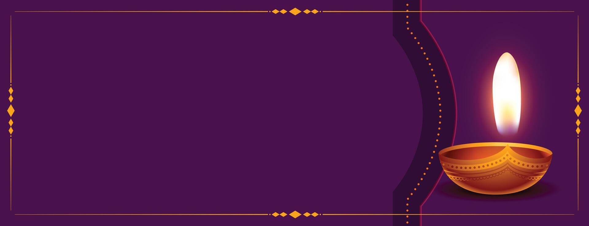 diwali violet bannière avec texte espace vecteur