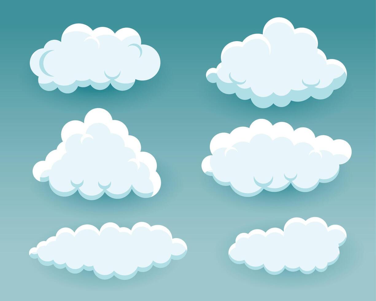 duveteux dessin animé des nuages dans différent formes vecteur