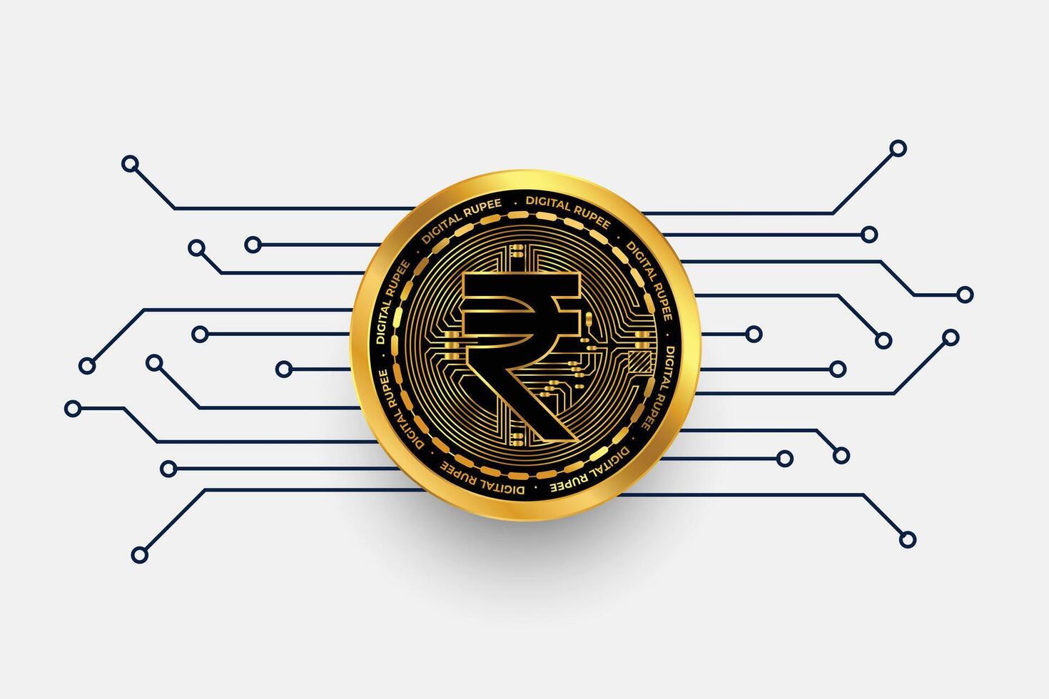numérique Indien roupie inr devise symbole dans d'or pièce de monnaie vecteur