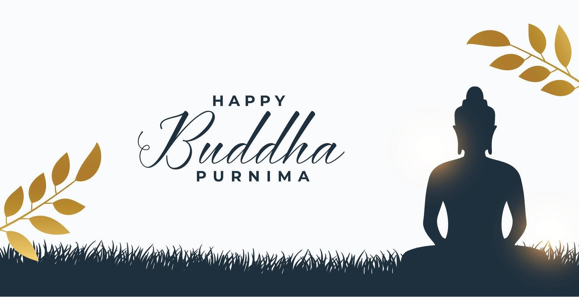 content Bouddha Purnima Contexte avec d'or feuilles conception vecteur