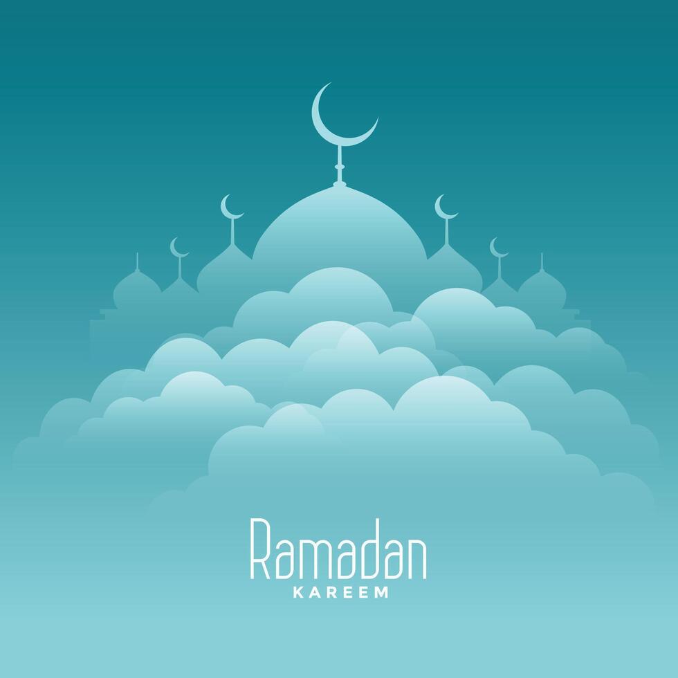 élégant Ramadan kareem carte avec des nuages et mosquée vecteur