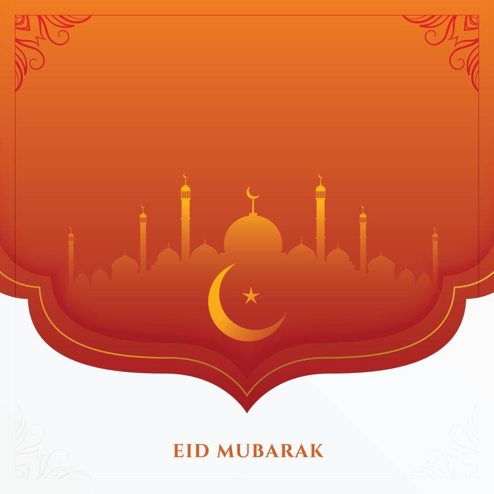 plat eid mubarak religieux Contexte avec mosquée et lune vecteur