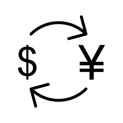 Échange yen avec l&#39;icône de vecteur de dollar