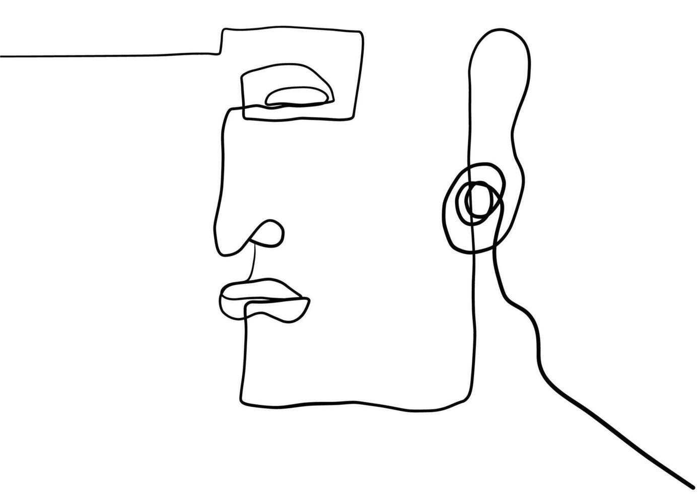 continu ligne dessin de visage femme.abstrait ligne art portrait, ligne, continue ligne, dessin, vecteur minimalisme style et esquisser portrait concept.