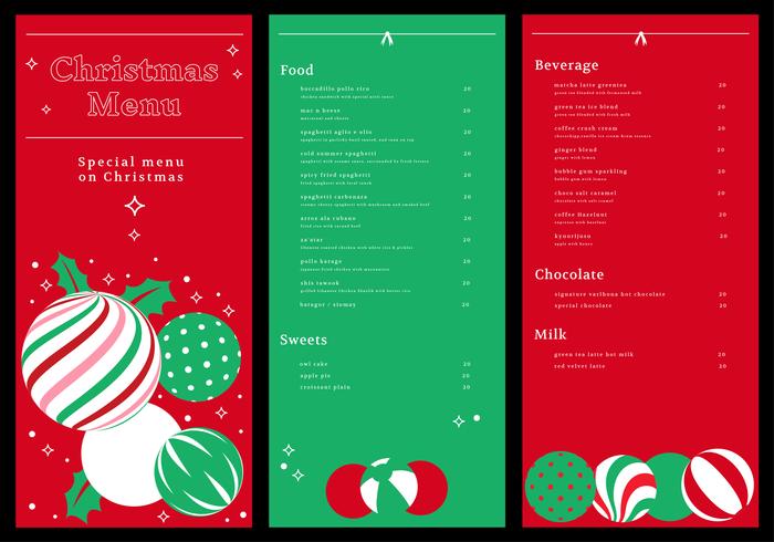 carte de menu de diner de noel vecteur