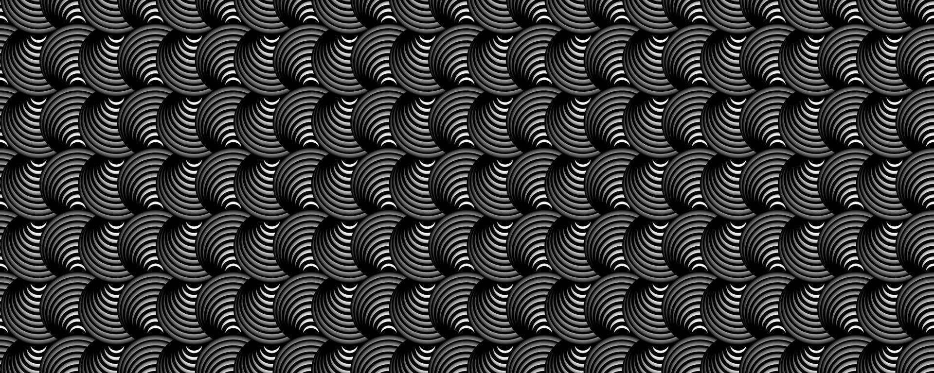 motif optique circulaire sombre, fond géométrique monochrome vecteur