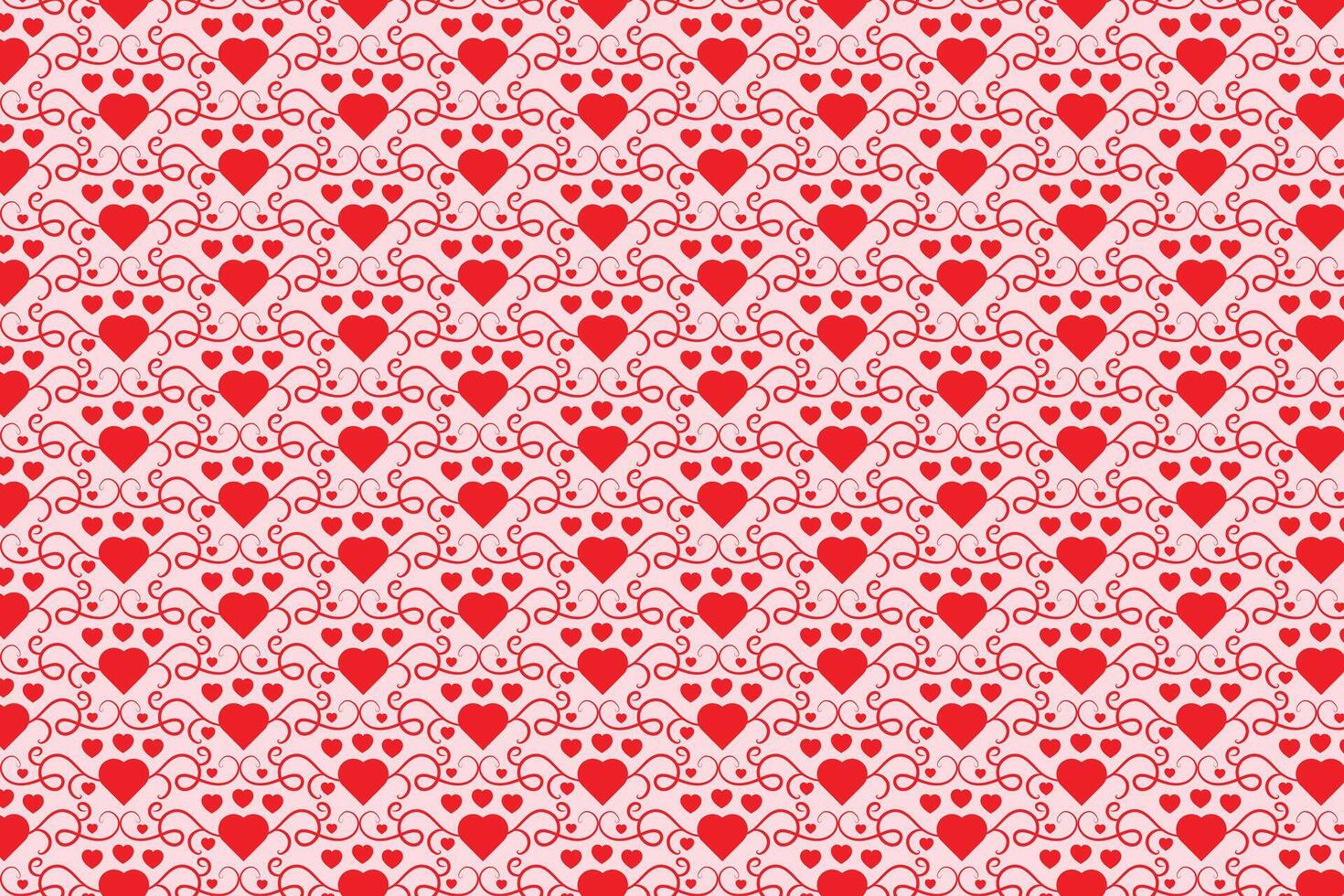 rouge l'amour romantique texture valentines jour, abstrait cœurs tourbillonne modèle, frisé cœur répéter arrière-plan, s'épanouit tourbillonnant romance sans couture emballage papier, charmant élégant numérique en tissu vecteur