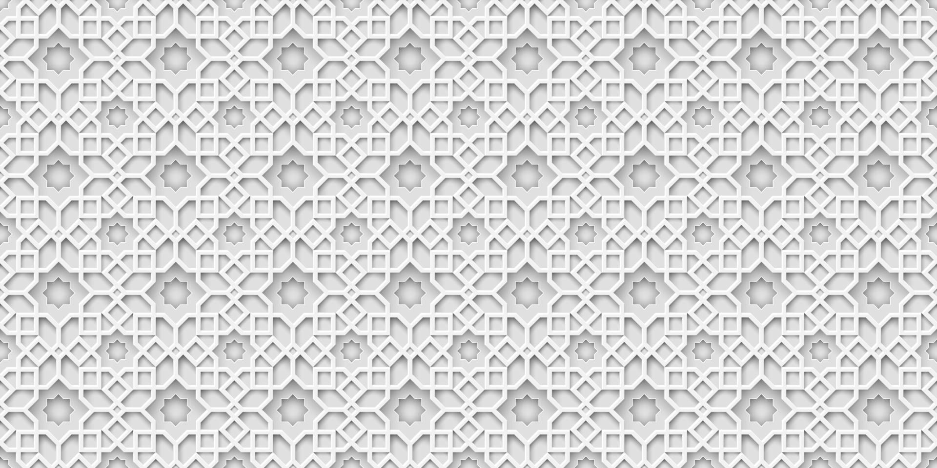 fond islamique blanc, motif arabe, style papier 3d vecteur