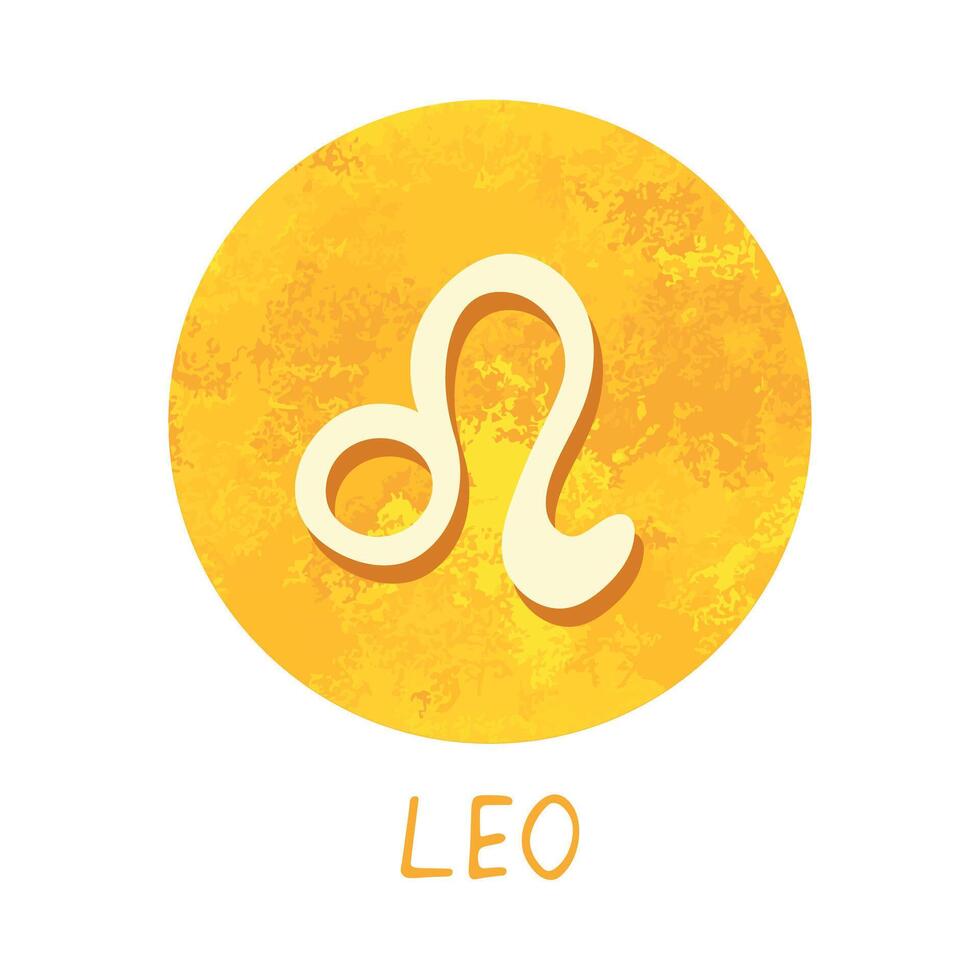 main tiré Leo zodiaque signe dans d'or rond Cadre astrologie griffonnage clipart élément pour conception vecteur