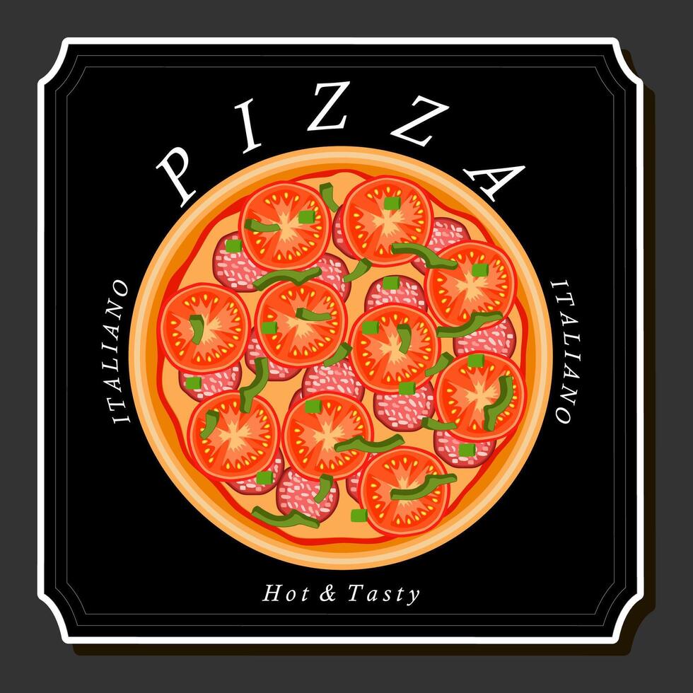 illustration sur thème gros chaud savoureux Pizza à pizzeria menu vecteur
