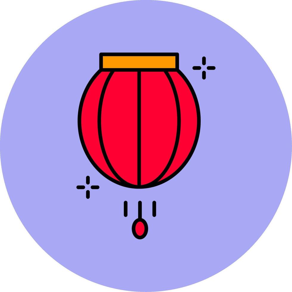 lanterne ligne rempli multicolore cercle icône vecteur