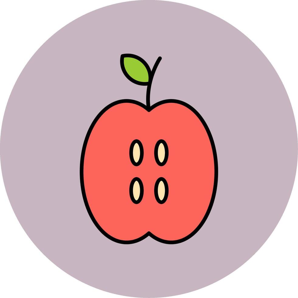 Pomme ligne rempli multicolore cercle icône vecteur
