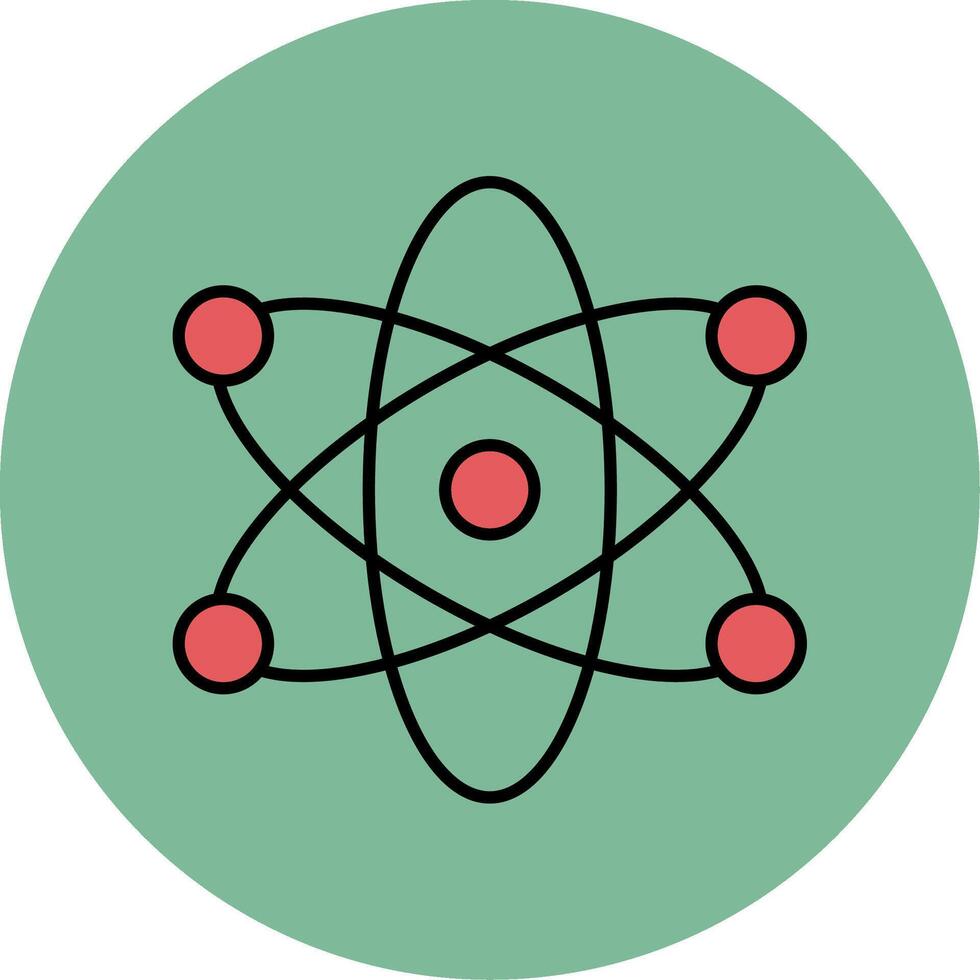 atome ligne rempli multicolore cercle icône vecteur