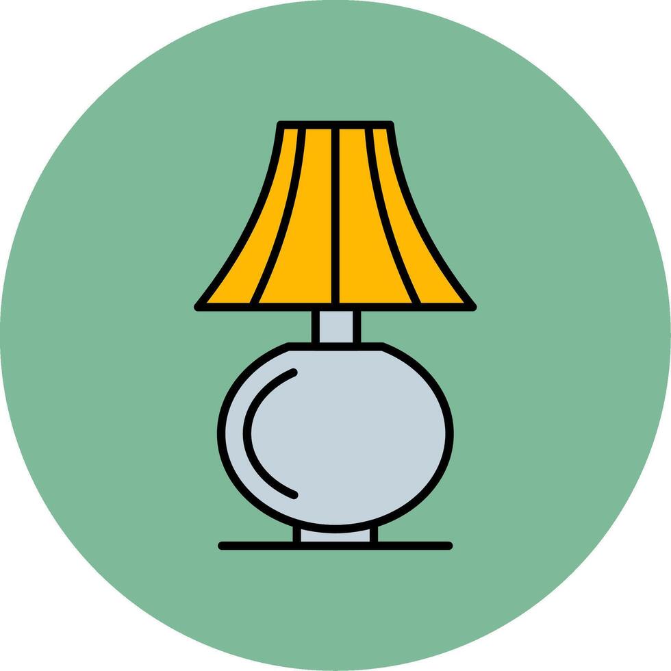 table lampe ligne rempli multicolore cercle icône vecteur