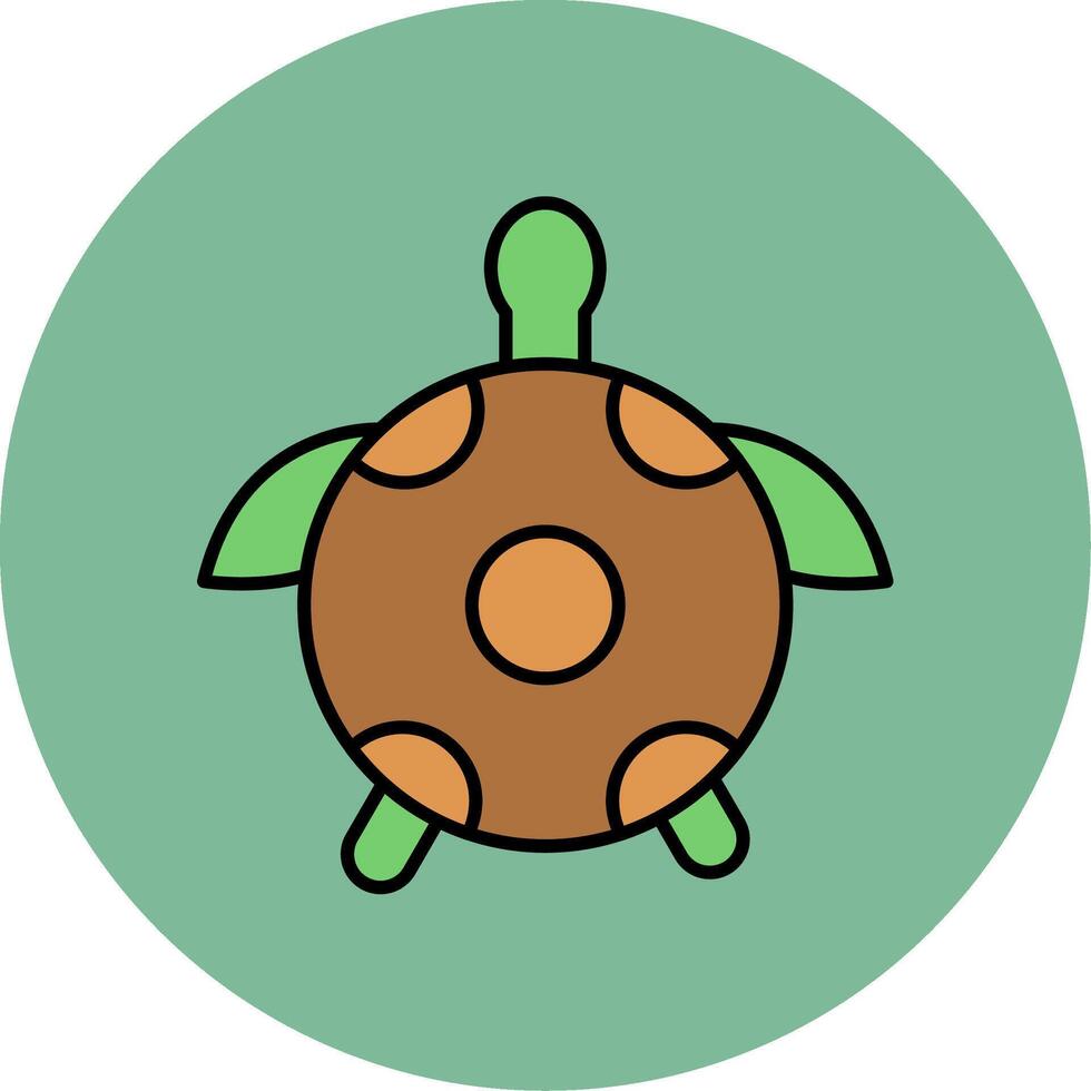 tortue ligne rempli multicolore cercle icône vecteur