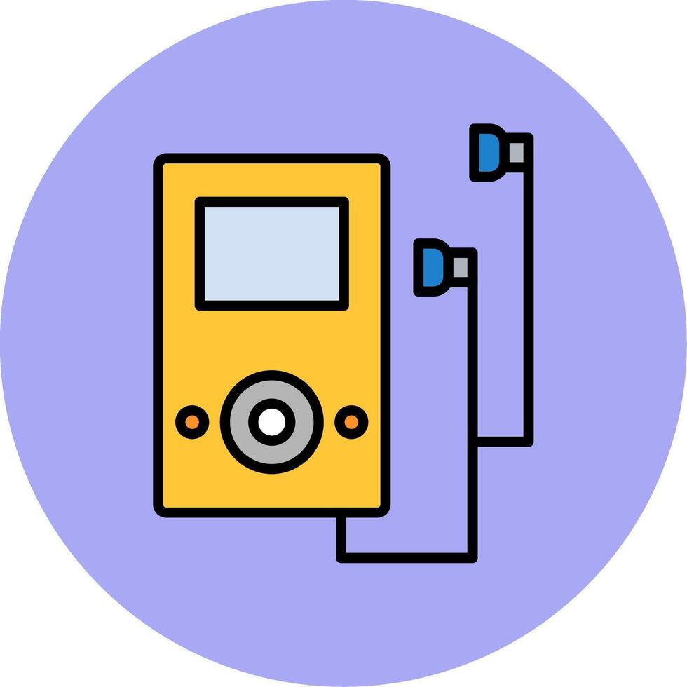 la musique joueur ligne rempli multicolore cercle icône vecteur