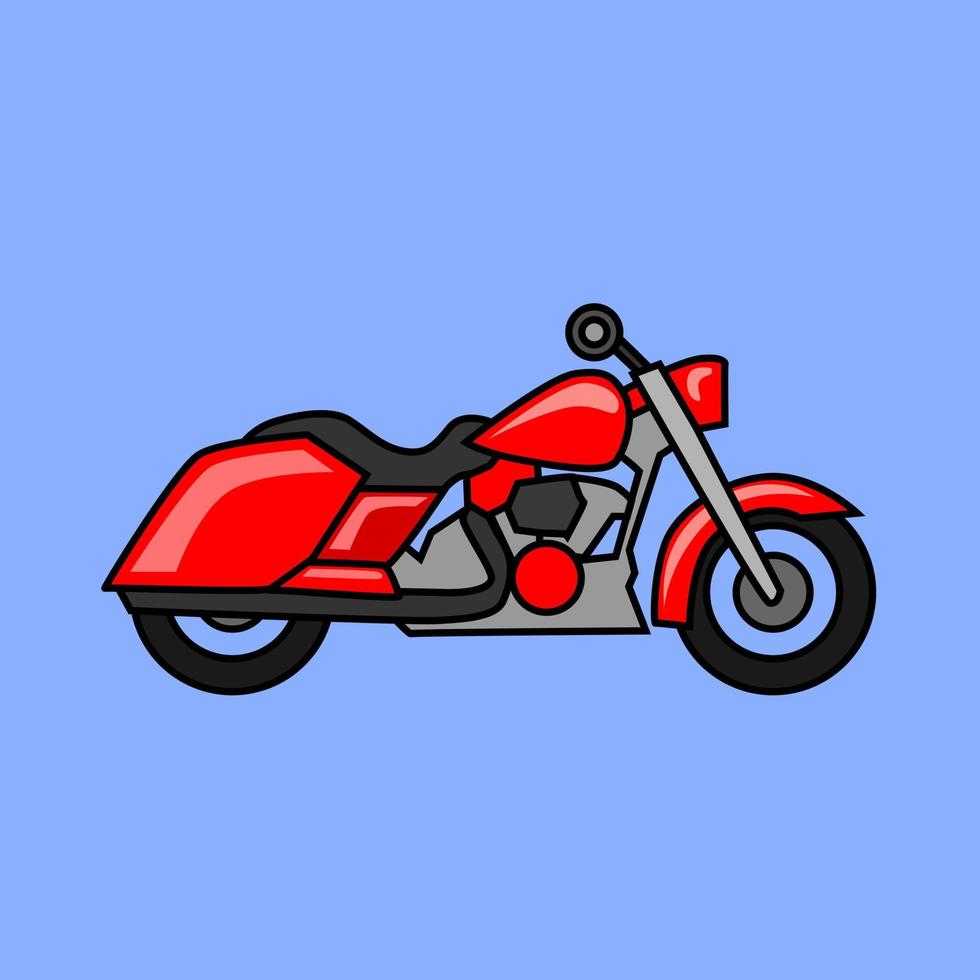 conception de dessin animé simple grosse moto rouge. conception de modèles. vecteur
