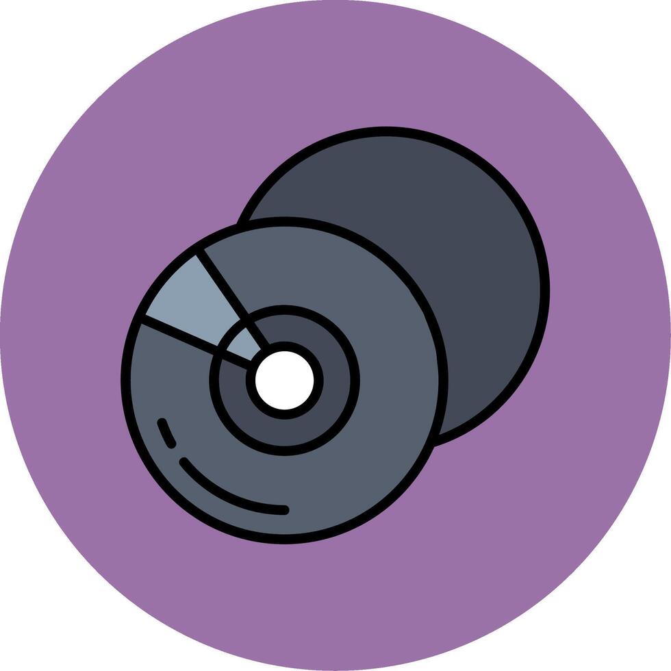 compact disque ligne rempli multicolore cercle icône vecteur