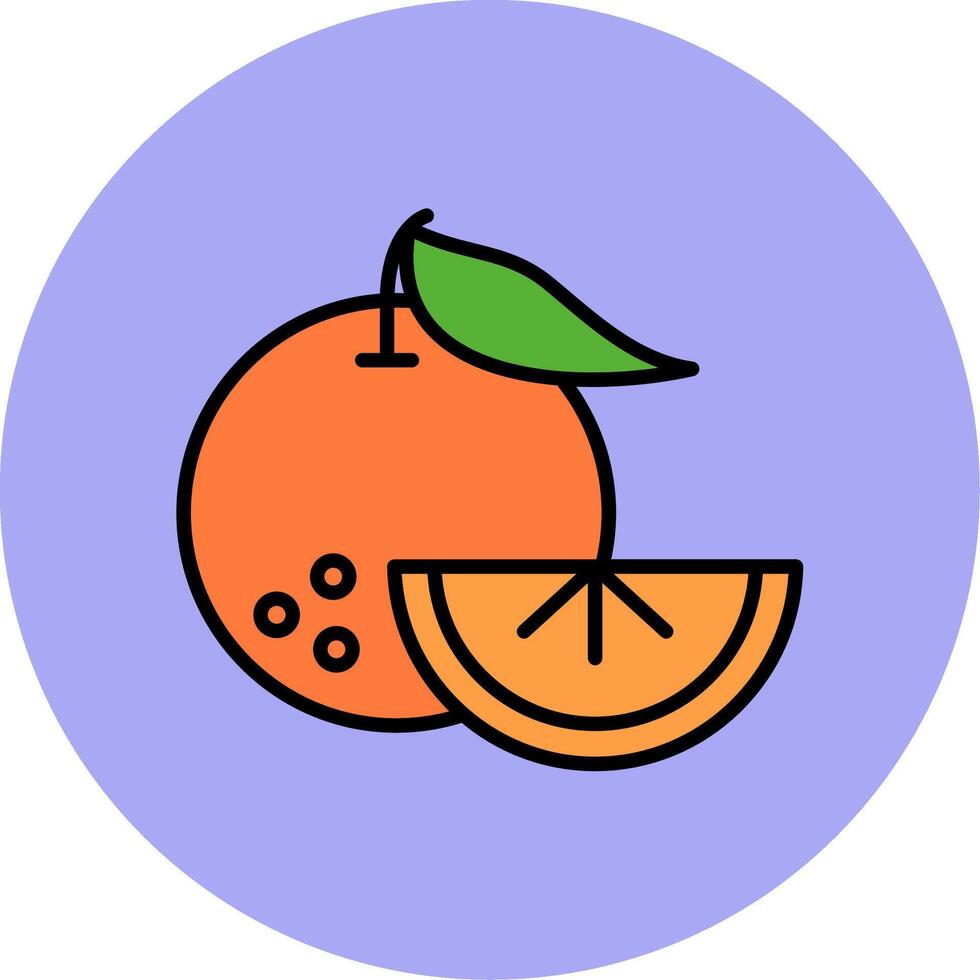 des oranges ligne rempli multicolore cercle icône vecteur