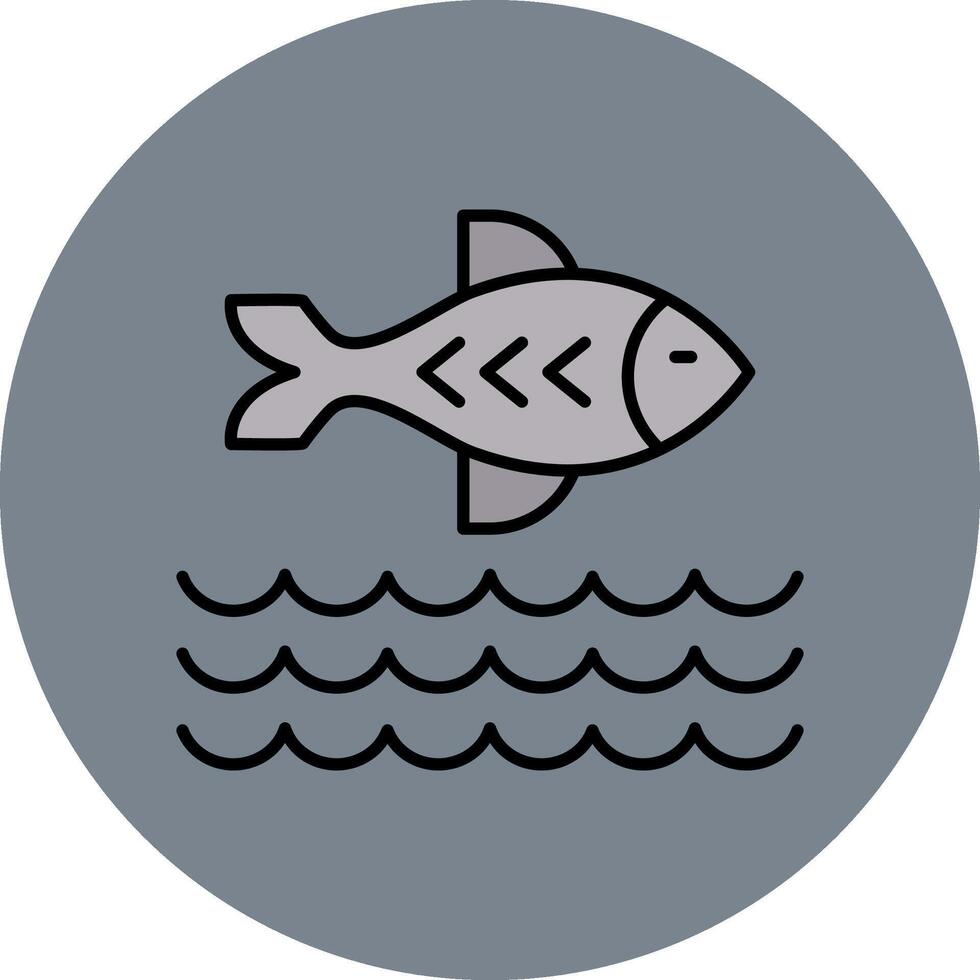 poisson ligne rempli multicolore cercle icône vecteur