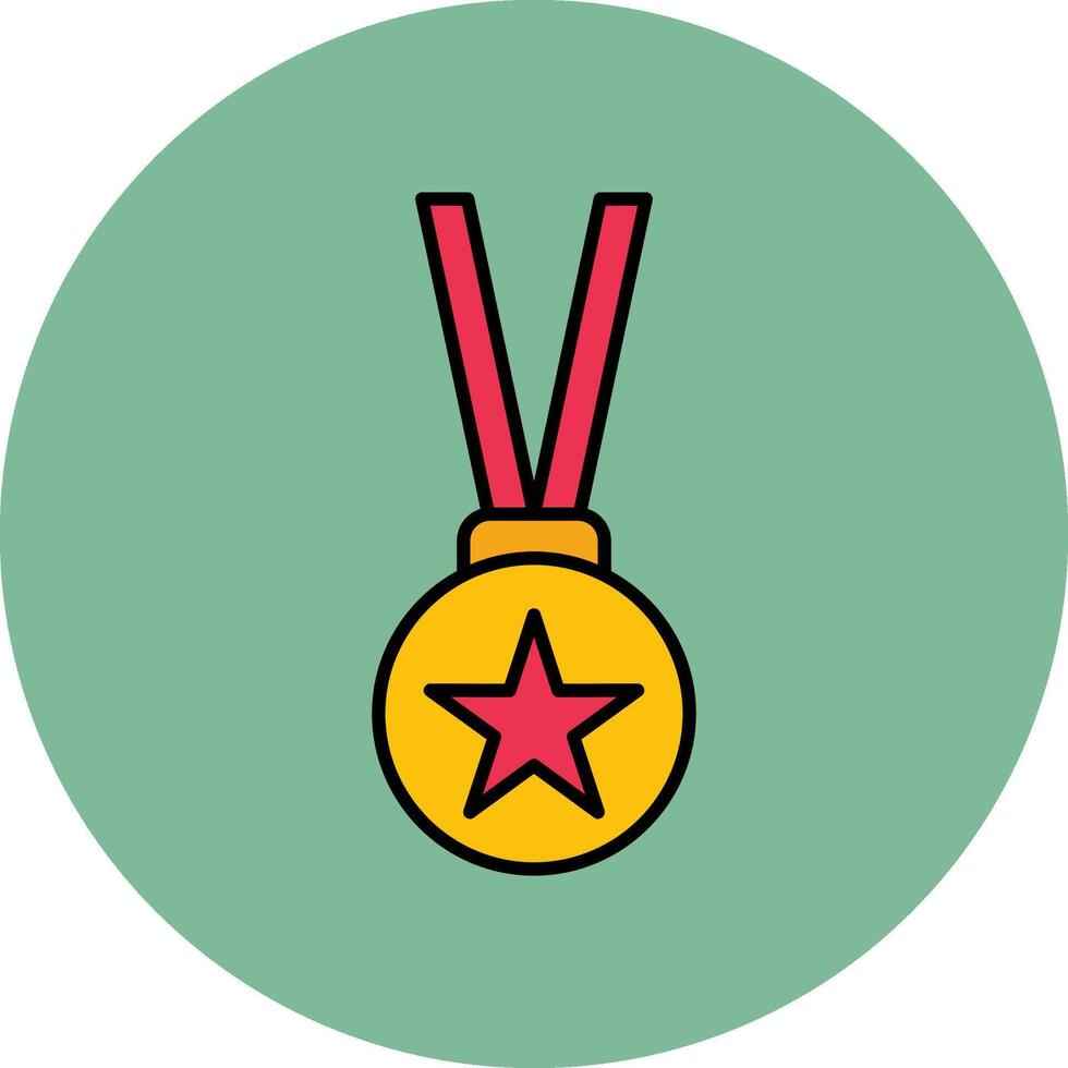 médaille ligne rempli multicolore cercle icône vecteur