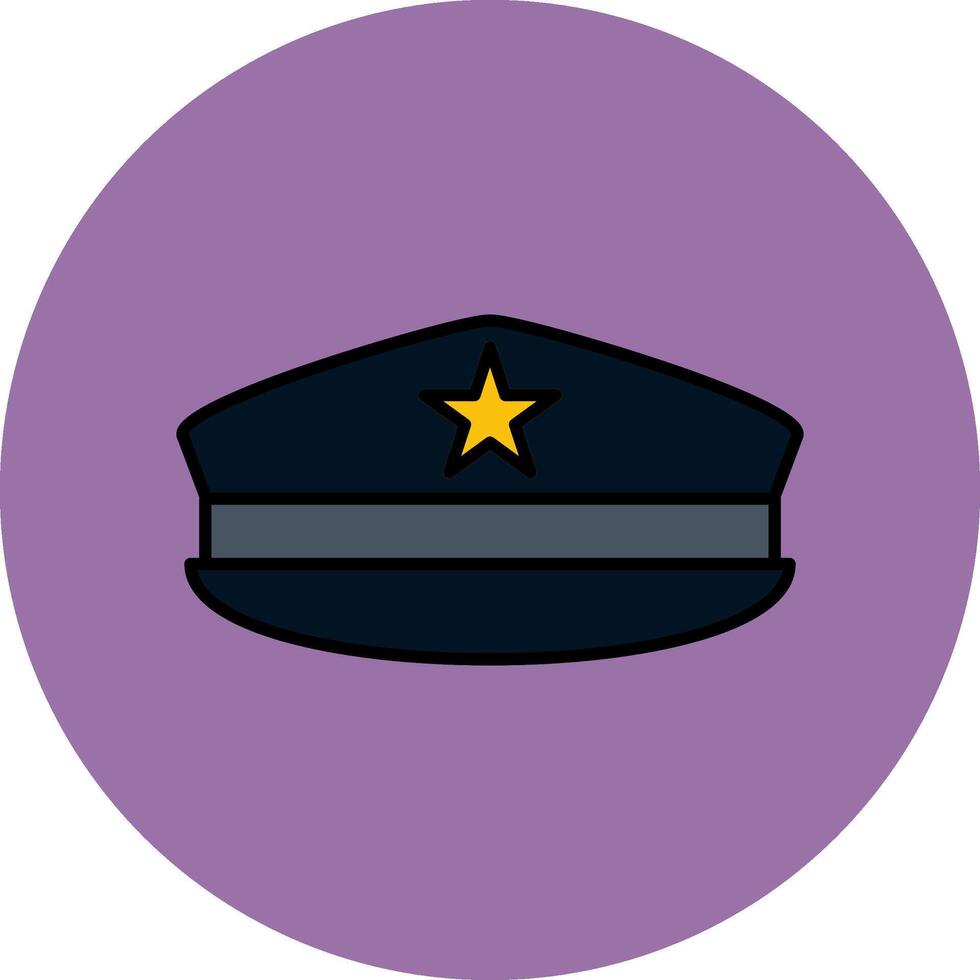 militaire chapeau ligne rempli multicolore cercle icône vecteur