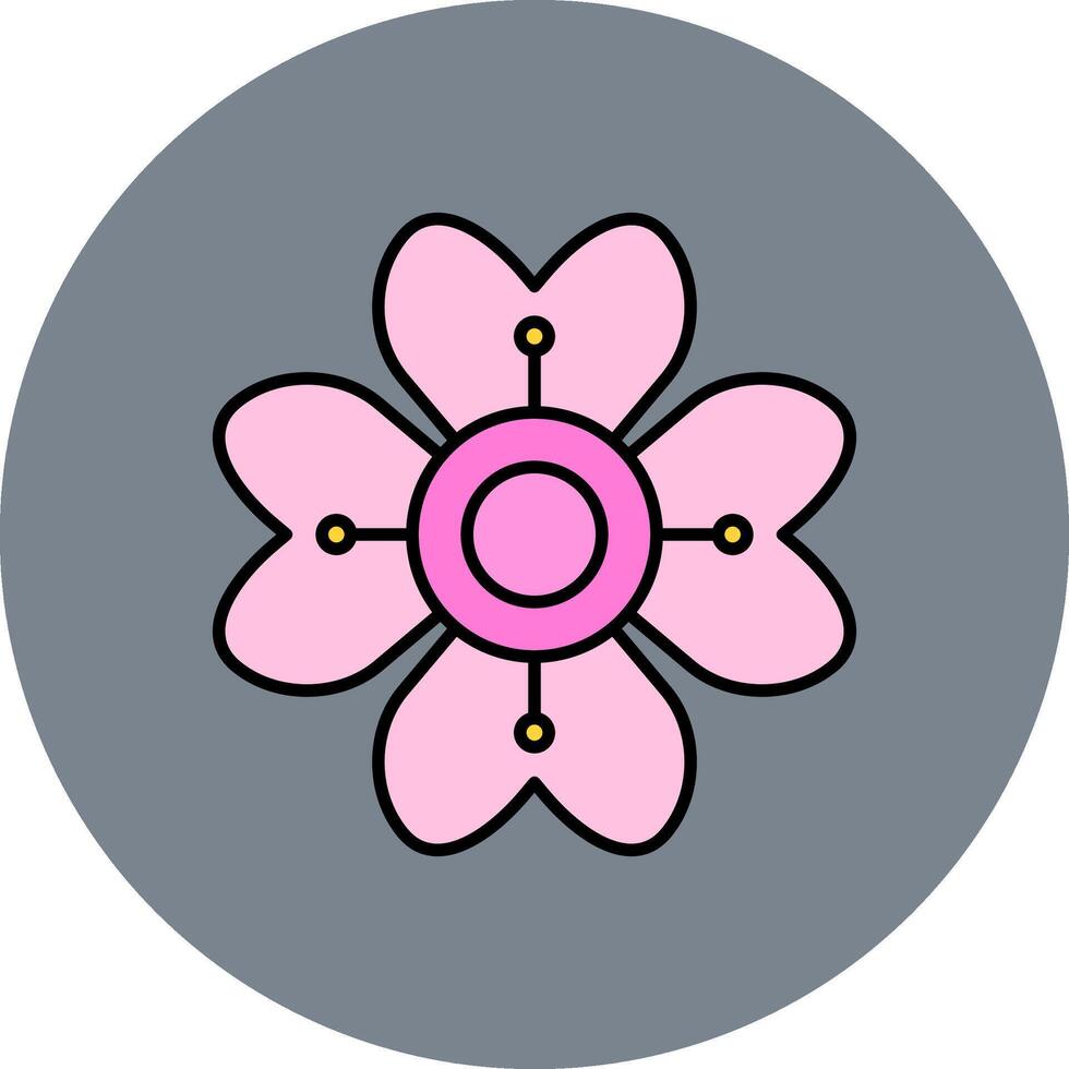 hortensia ligne rempli multicolore cercle icône vecteur