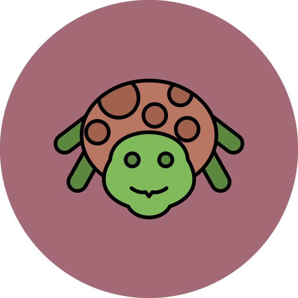 tortue ligne rempli multicolore cercle icône vecteur