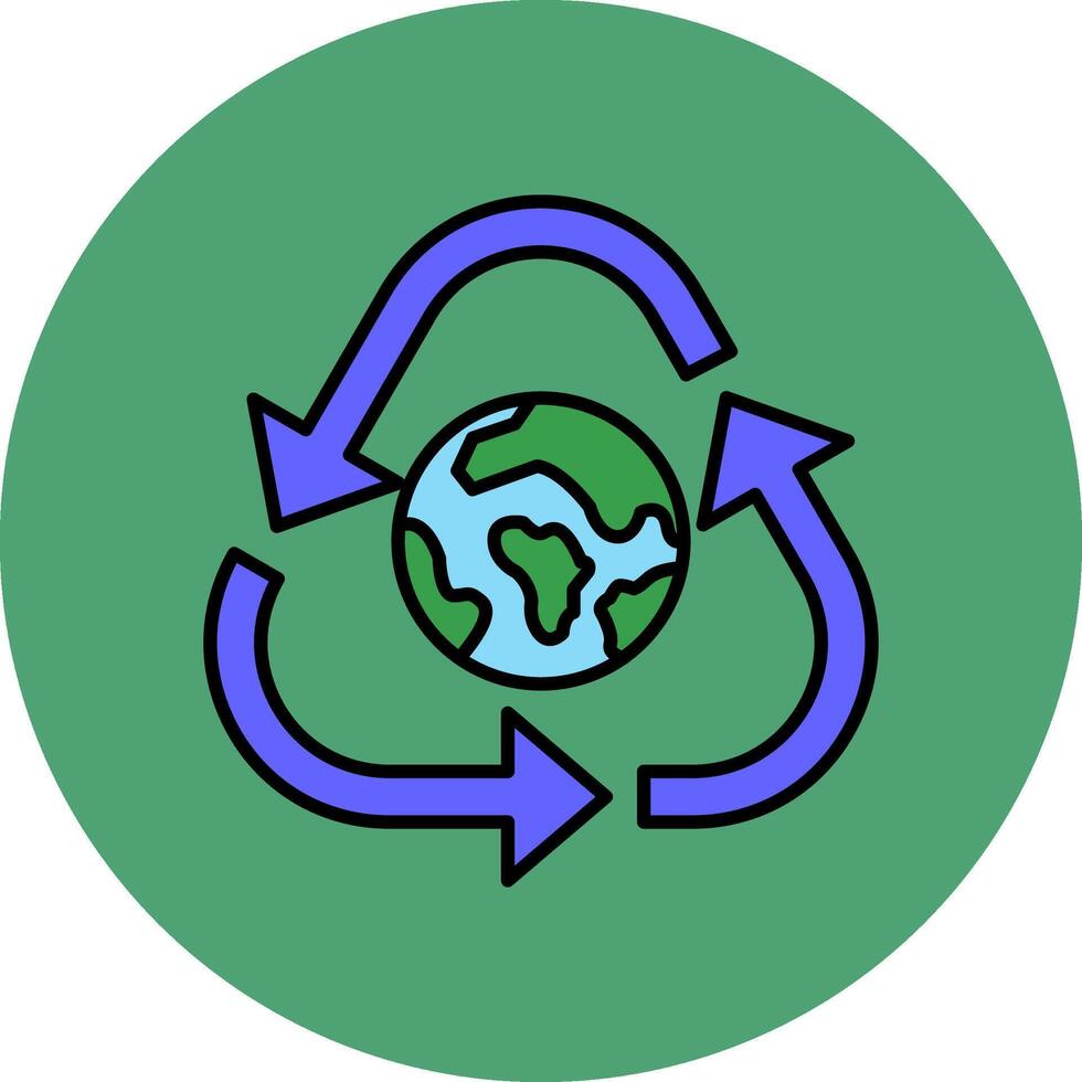 recycler ligne rempli multicolore cercle icône vecteur