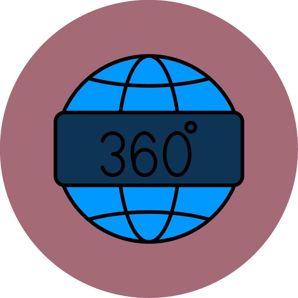 360 vue ligne rempli multicolore cercle icône vecteur