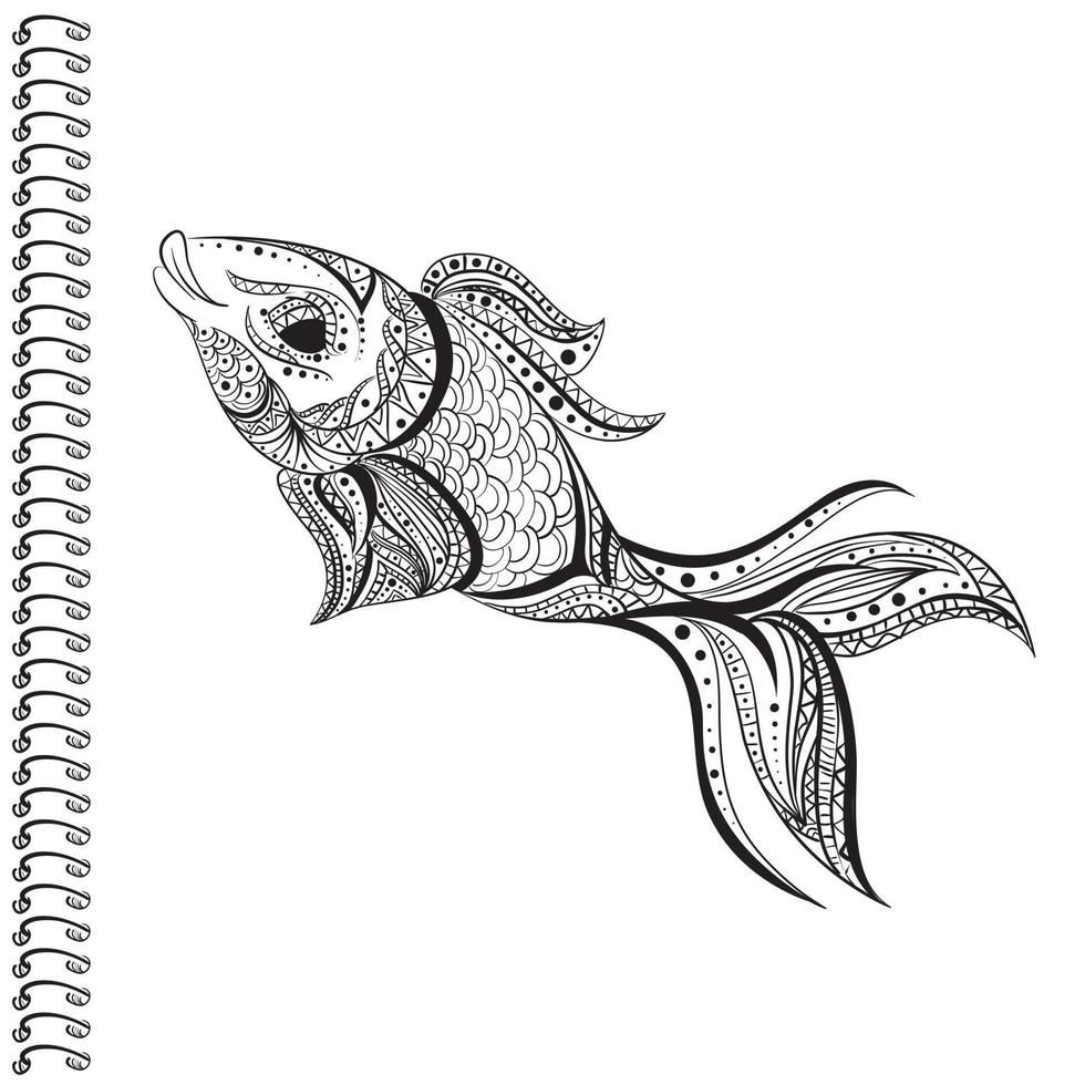 beau poisson de motifs. un croquis pour un tatouage, ou une impression sur des vêtements et des accessoires. vecteur