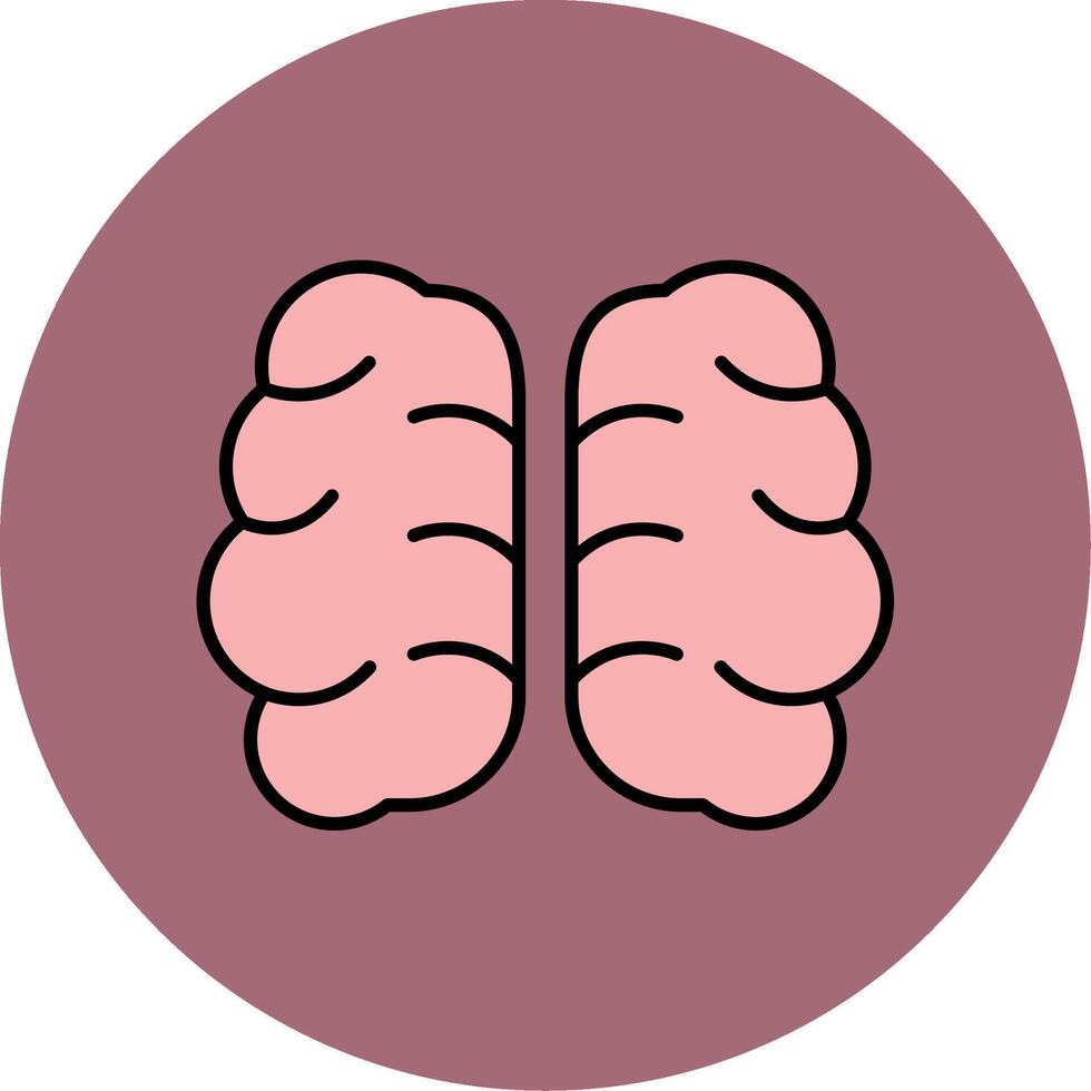 cerveau ligne rempli multicolore cercle icône vecteur