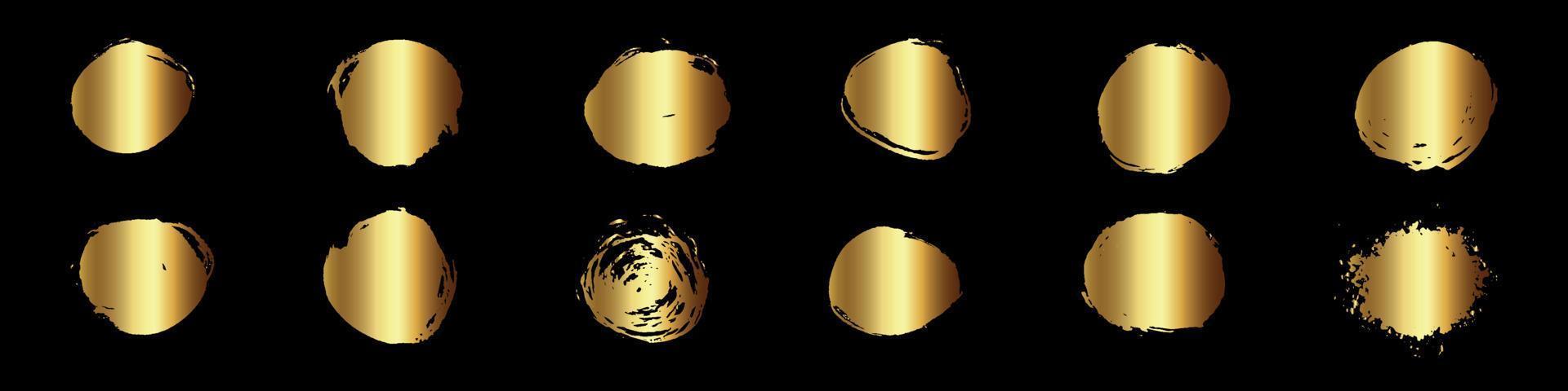 pinceau de texture de paillettes de cercle d'or sur fond noir vecteur