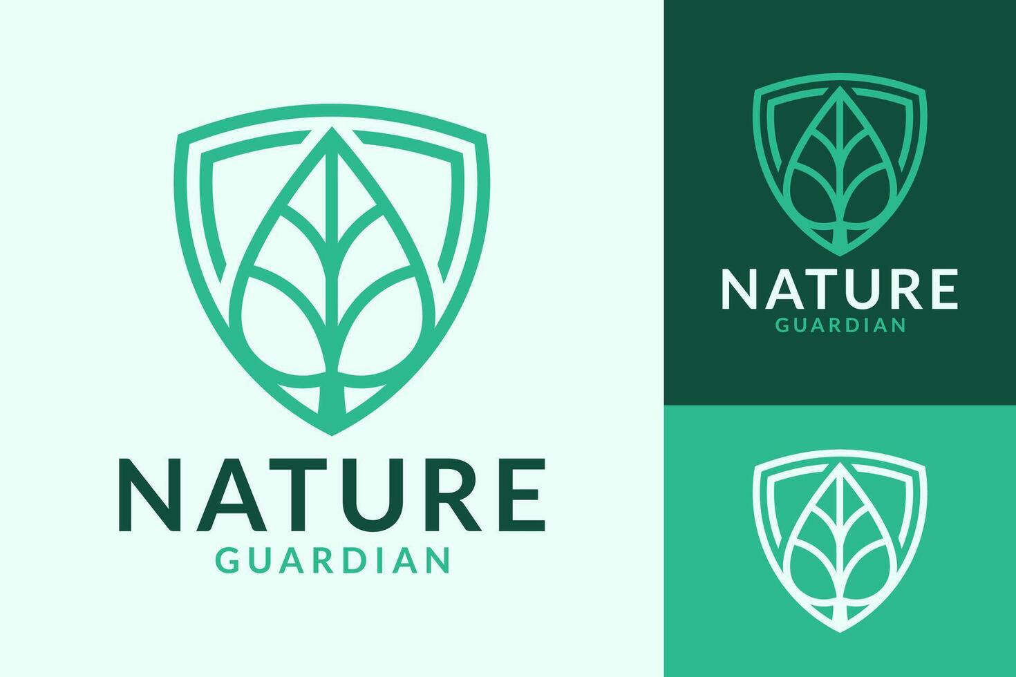 vecteur feuille la nature la nature bouclier protéger Sécurité logo conception