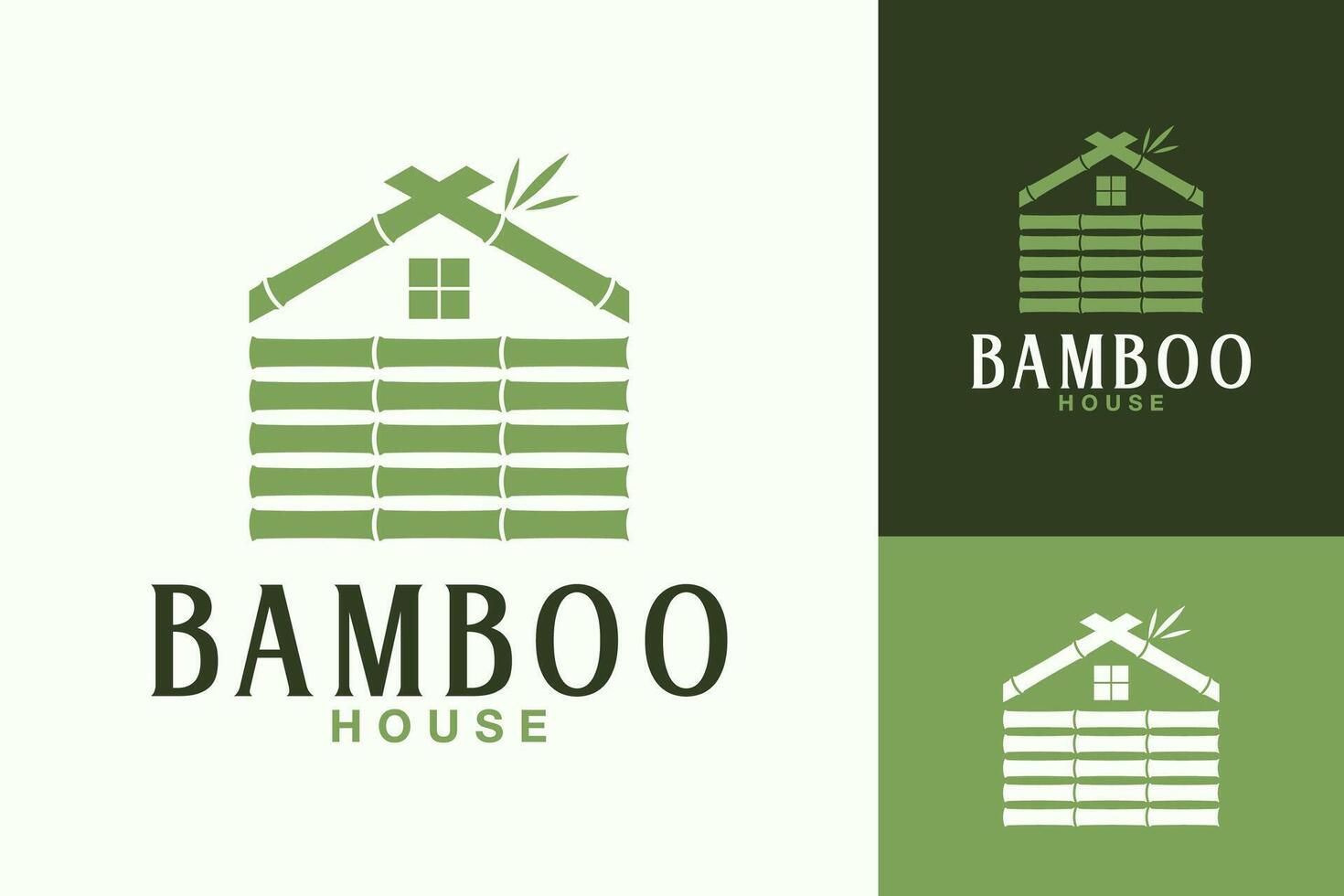 asiatique bambou maison bois forêt logo conception vecteur