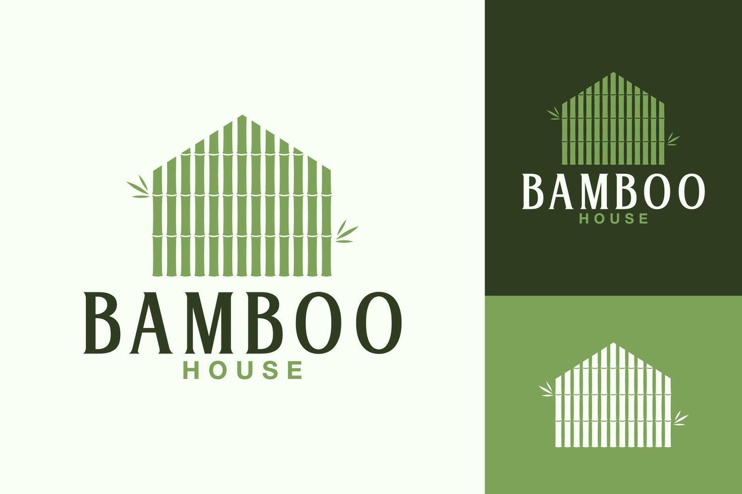 asiatique bambou maison bois forêt logo conception vecteur