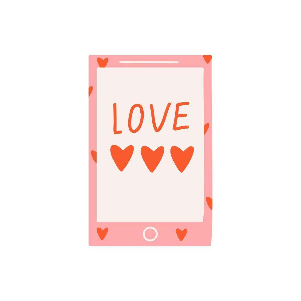 téléphone intelligent avec texte l'amour et forme cœurs. symbole de aimer, romance. conception pour la Saint-Valentin journée. vecteur