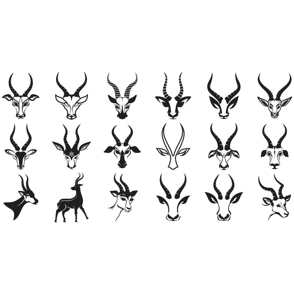 icône ensemble antilope. vecteur