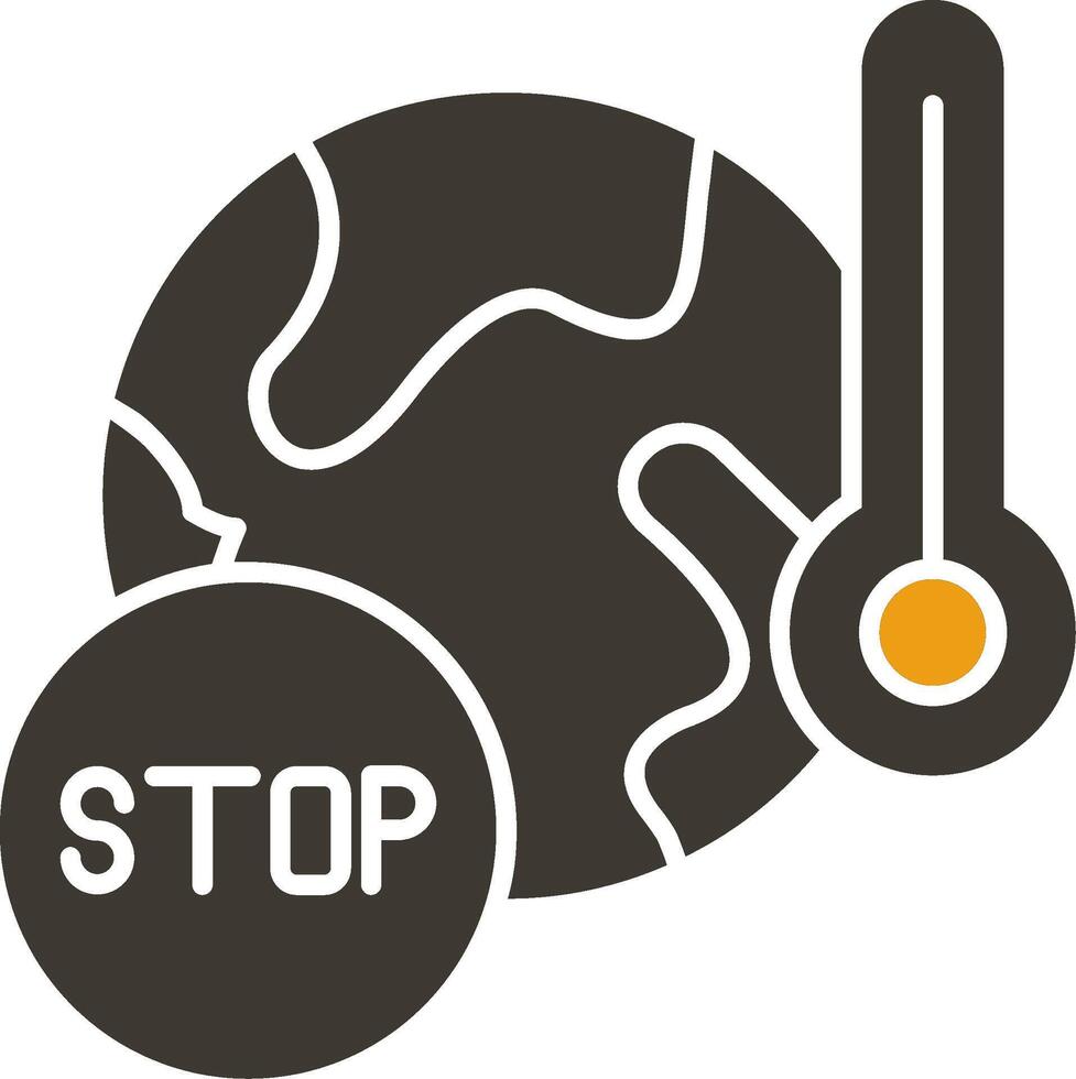 Arrêtez global chauffage glyphe deux Couleur icône vecteur