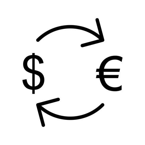 Échange d&#39;euro avec l&#39;icône de vecteur de dollar