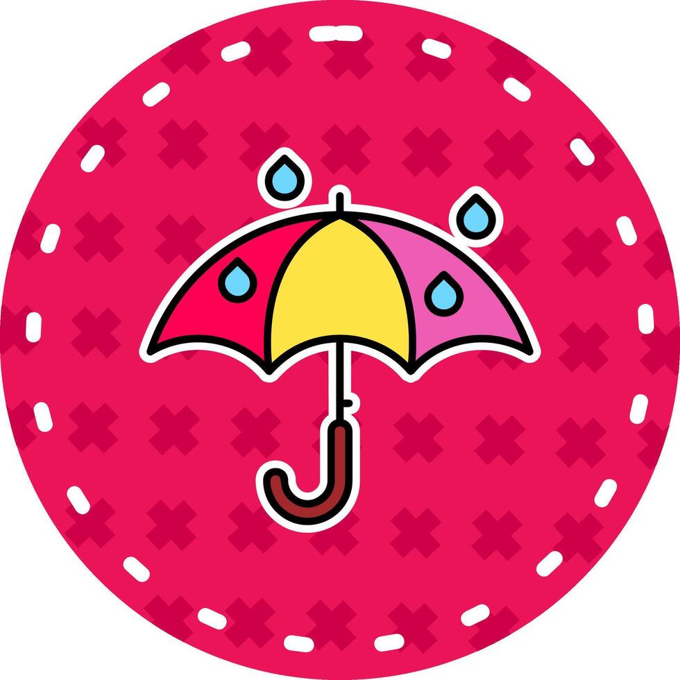 parapluie ligne rempli autocollant icône vecteur