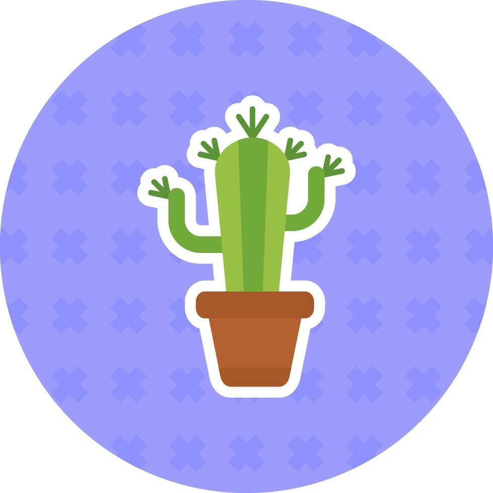 cactus plat autocollant icône vecteur