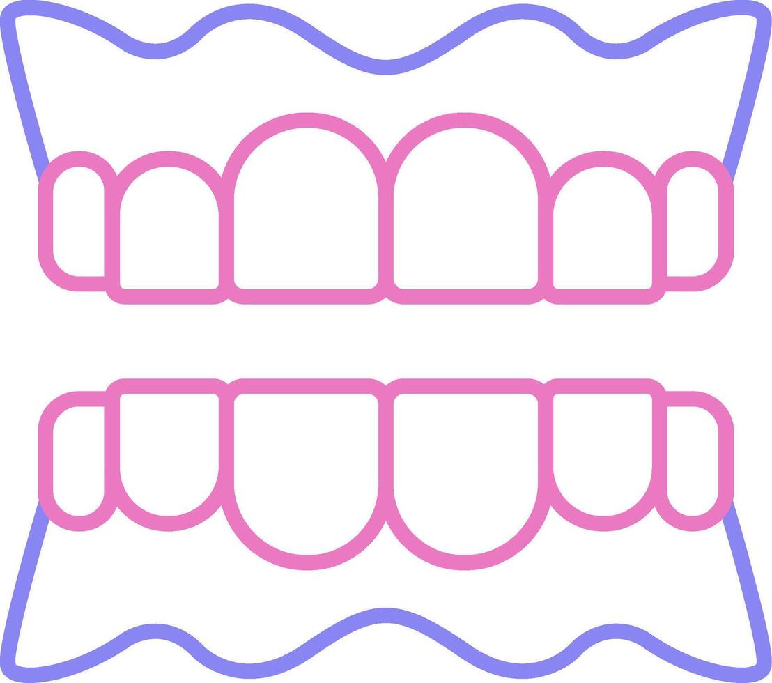 dentier linéaire deux Couleur icône vecteur
