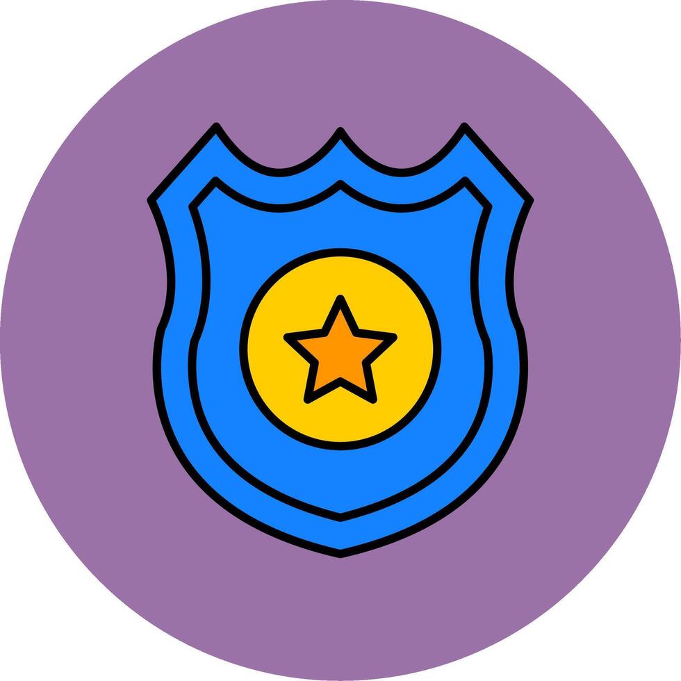 police badge ligne rempli multicolore cercle icône vecteur